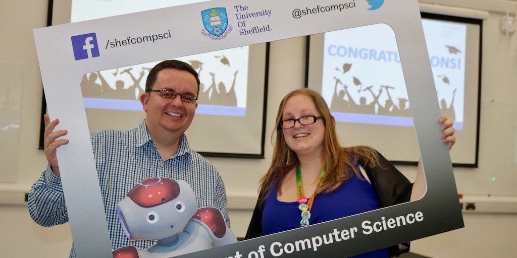 Chris M and Harriet attending the Department of Computer Science graduation celebration